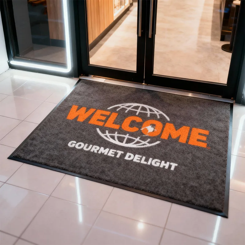 Custom Printed Tufted Rugs with Rubber Bottom Logo for Home & Hotel Use-Welcome Entrance Door Mat