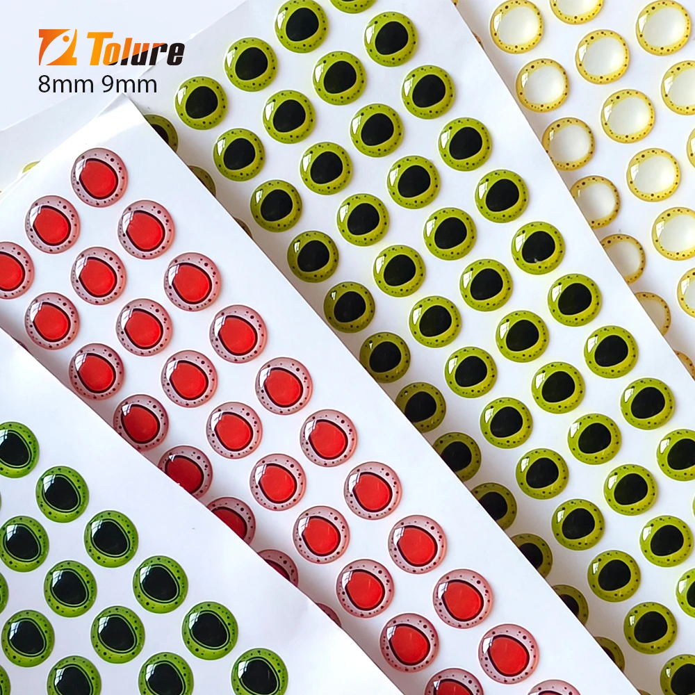 8mm 3d fish lure eyes E60 Silver/Black/Brown Half Moon Pupil Eye Featuring reflective eyes for lifelike realism. 3D Fish Eyes - Adhesive