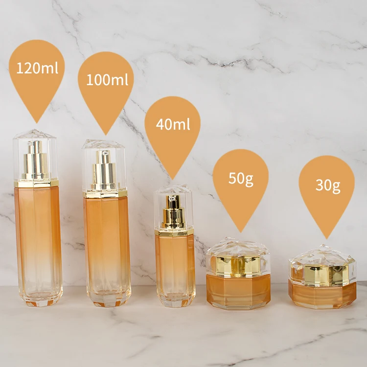 OEM Factory price 30g50g40ml100ml120ml toner lotion serum cream skincare cosmetic packaging cosmetic glass bottles set factory