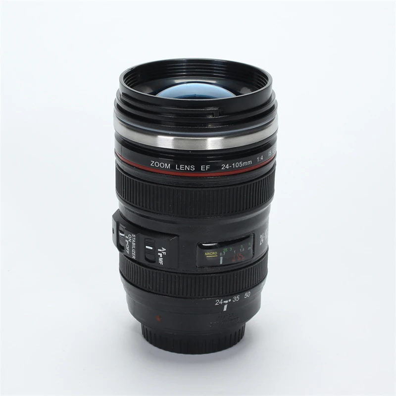 Custom Stainless Steel Camera Lens with Lid Travel Mug American Style Novelty Design Metal Tumbler Cups for Coffee Drinking