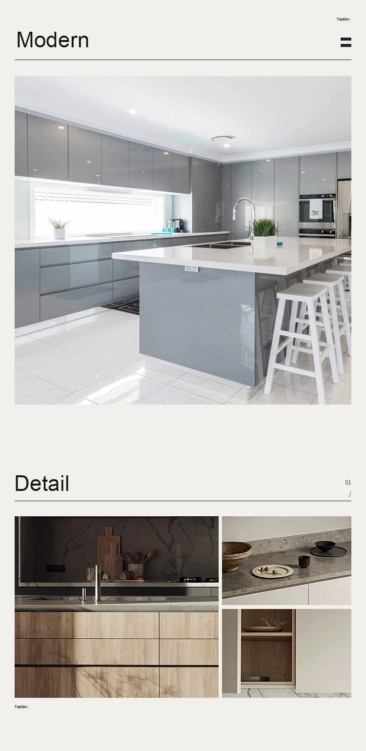 Realgres Modern Grey Glossy Uv Lacquer Cabinte Furniture