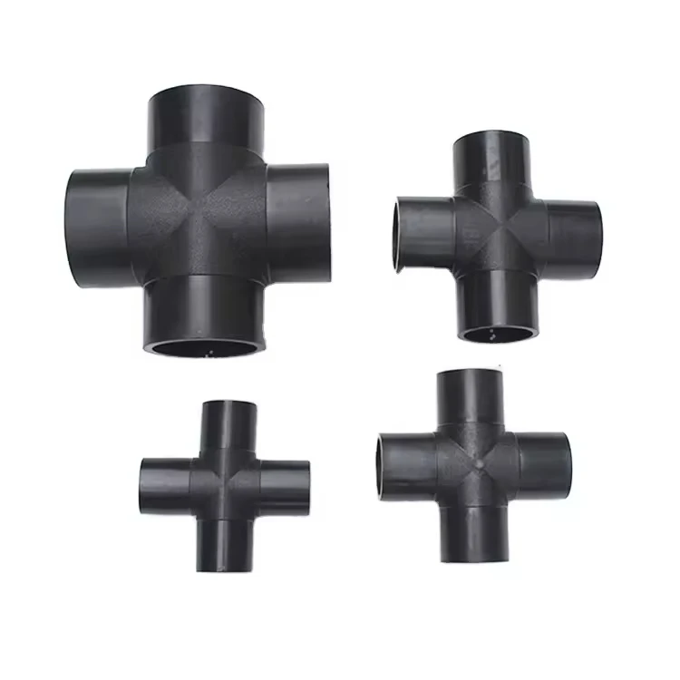 Factory Direct High Quality HDPE Compression Joints Cross Joints Fitting Four Way Electrofusion Pipe Fitting Drainage Fittings