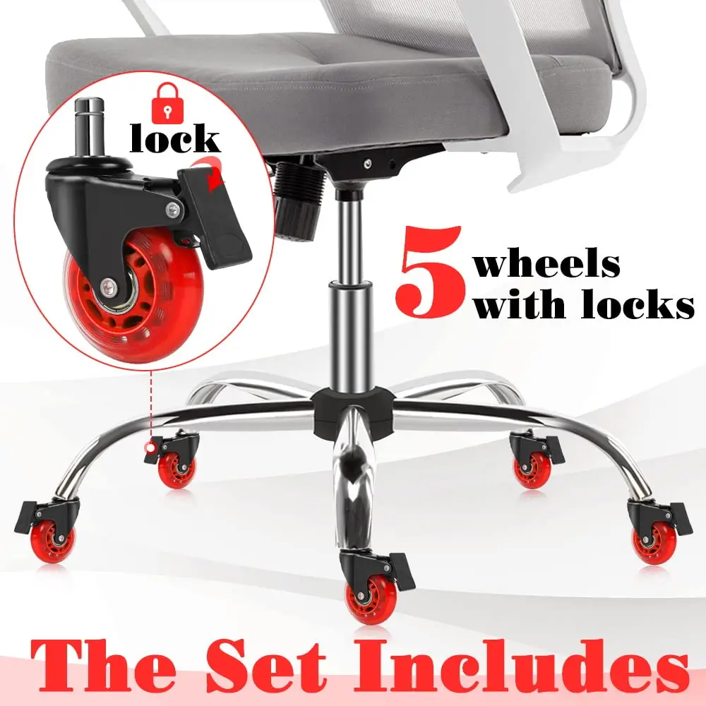 2.5 Inch Roller Style Office Chair Stem Caster Pu Polyurethane Standard Stem Replacement Office