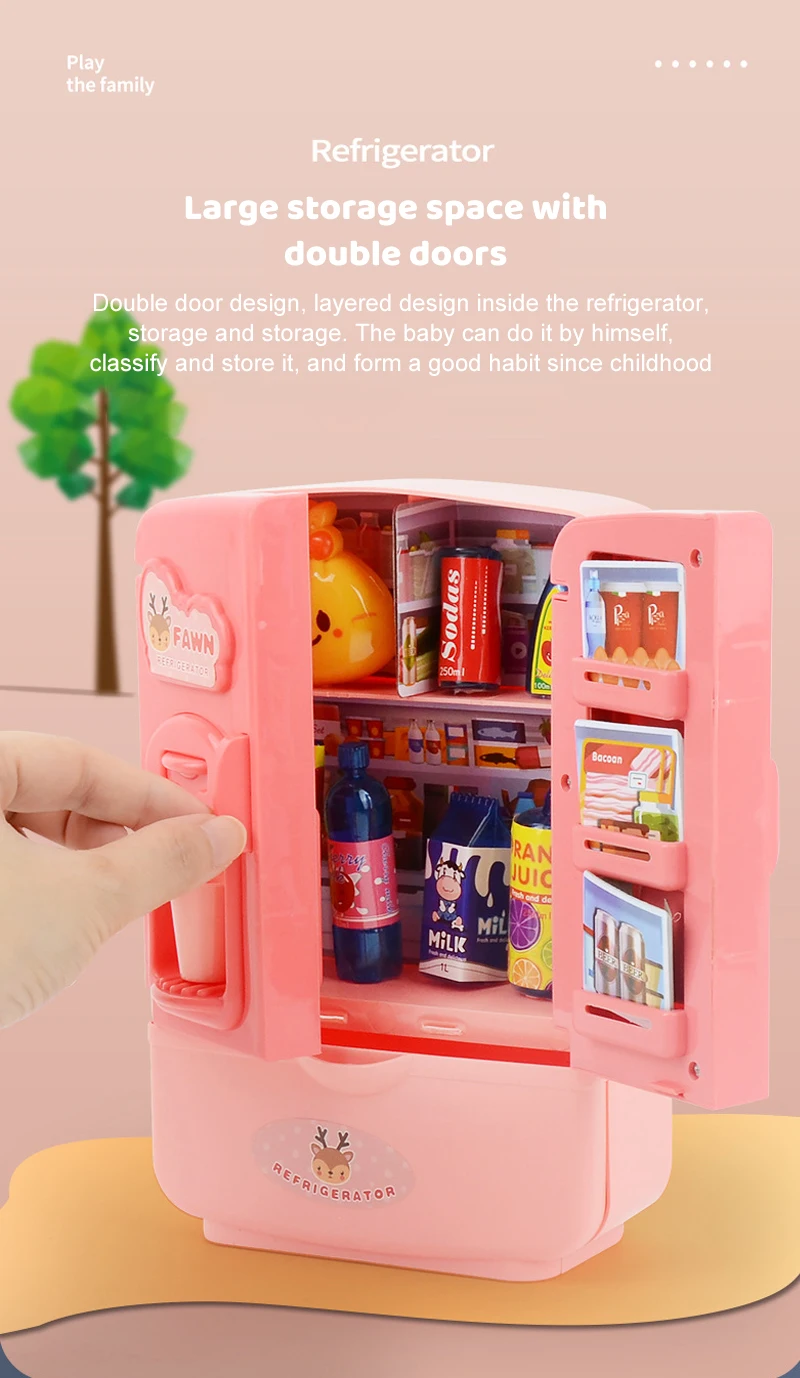 Mini Doll Fridge Fashion Furniture Kitchen Refrigerator For Barbie Accessories For Doll Dream House Play Toys Kids Pretend Play