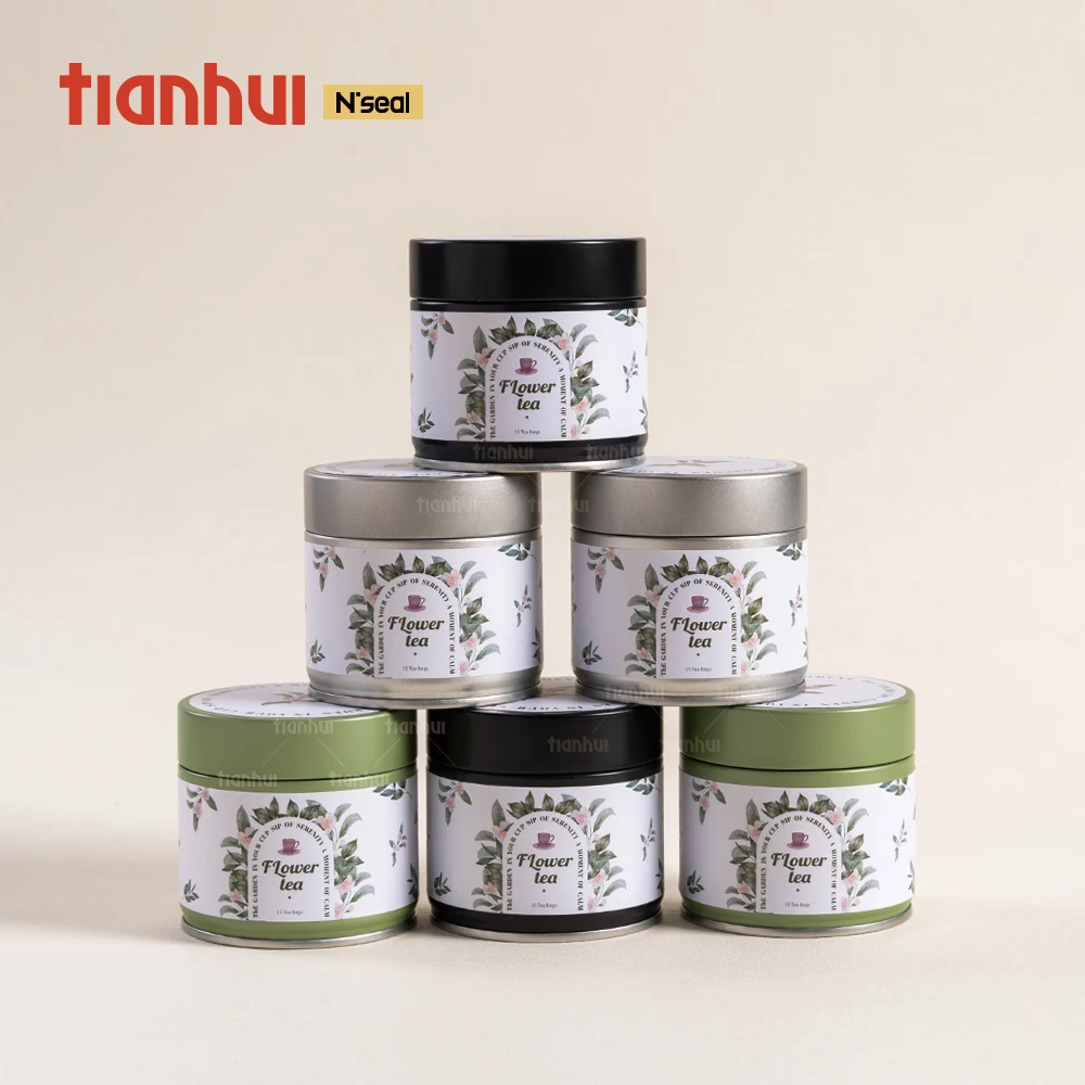 Hộp thiếc tùy chỉnh hình hoa Tianhui, hộp đựng trà kín khí dùng cho gia đình và cửa hàng trà