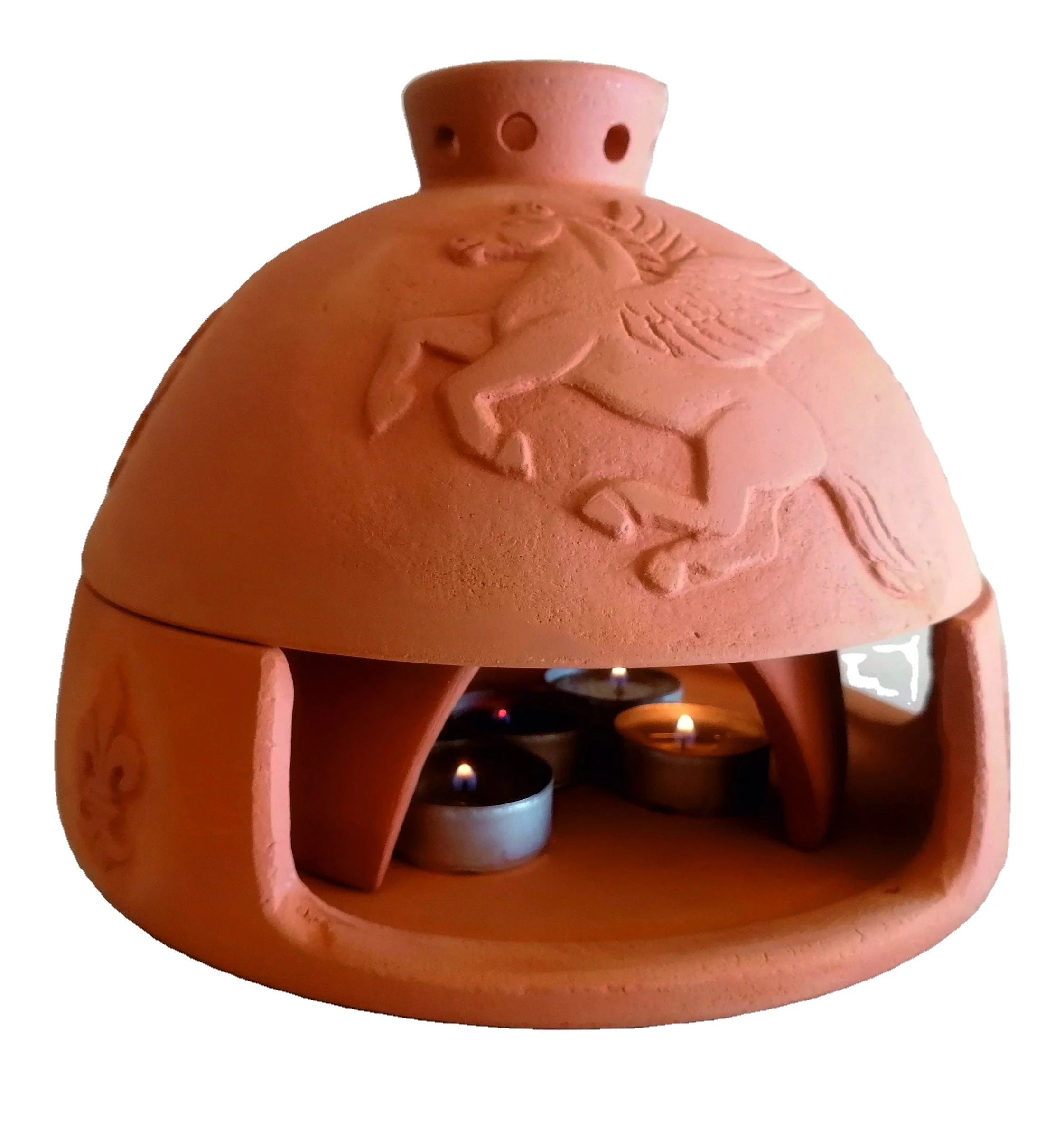 Candle Heater Natural Terracotta Ceramic 10 Inch Candle Stove Natural Red Clay Tealight Candle