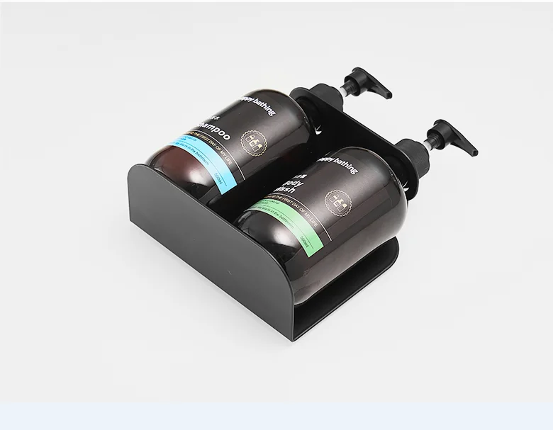 Double Soap Dispenser Bracket Matte Black Hotel Liquid Soap Dispenser Wall Holder Bracket
