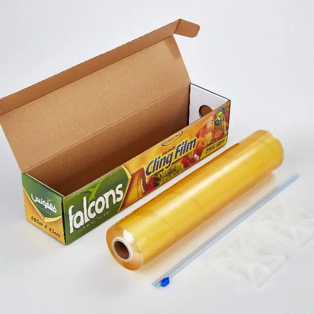 CLING FILM FOOD GRADE PVC TRANSPARENT SAFETY FOOD WRAP  CUSTOMIZED SIZE LOGO BOX PACKING EASY PACKING FAST JUMBO