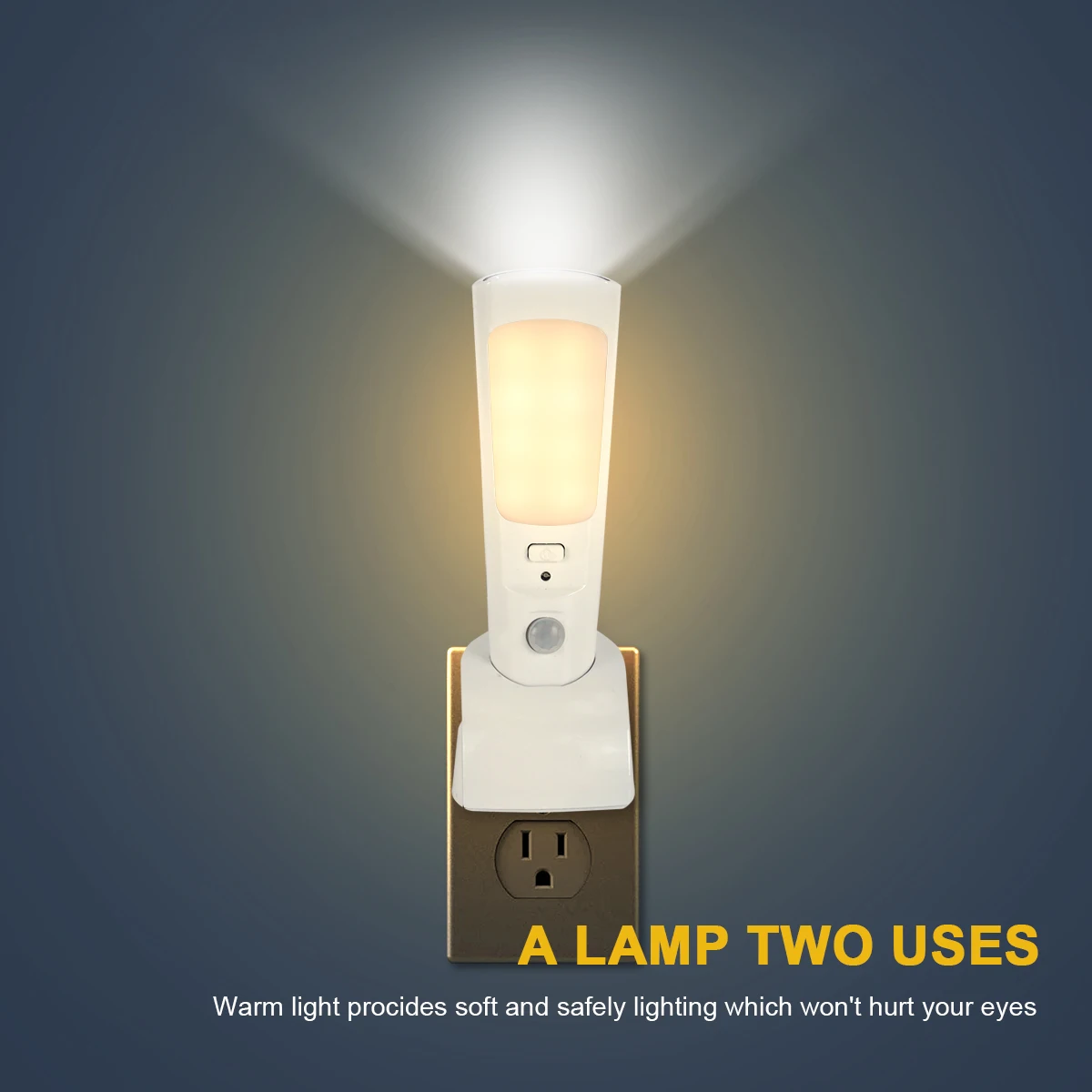 Flashlight Motion Sensor Night Lights Plug-in  Induction Human BodyWireless Night Lamps LED Night Light with Warm White