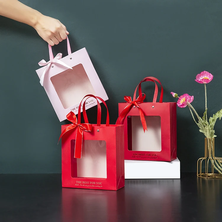 Custom Logo Bridesmaid Clear Gift Bags With Transparent Window Gift Box