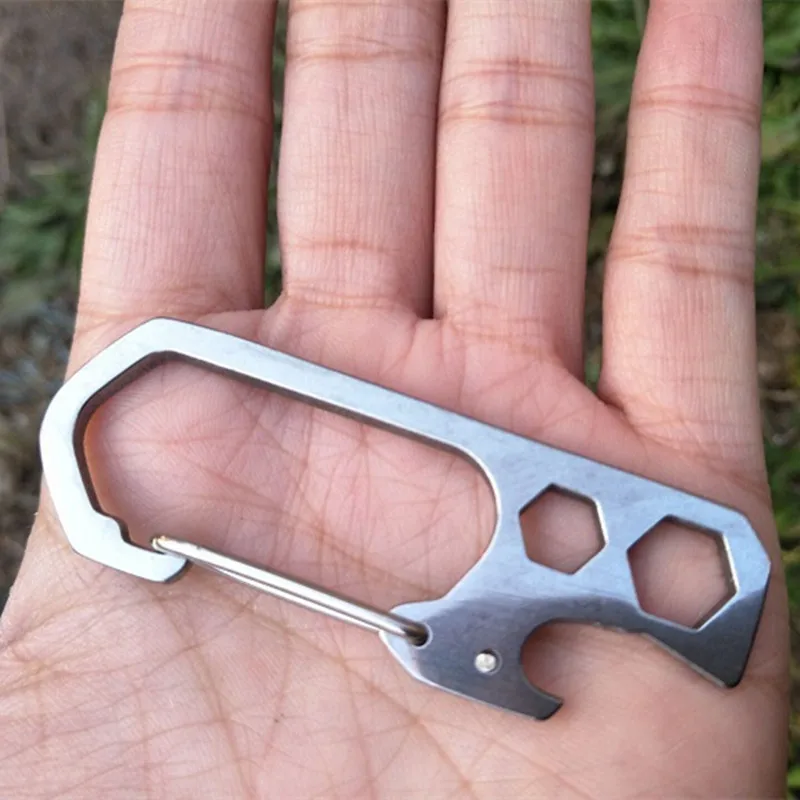 YD519 Outdoor Tool Multifunction Key Ring Beer Bottle Opener Stainless Steel Climbing Buckle Keychain Hook Openers