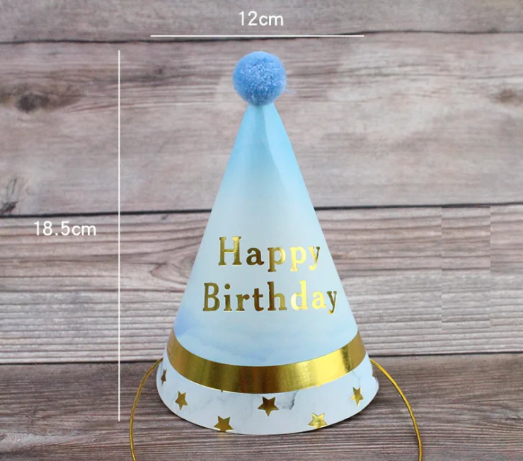 Kids Happy Birthday Party Hat Decoration Children's Furry Paper Hats