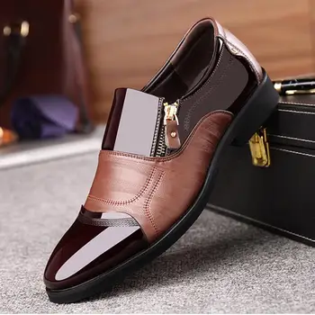 Men's Classic Pointed Toe Business Shoes Slip-on Leather Dress Oxford ...