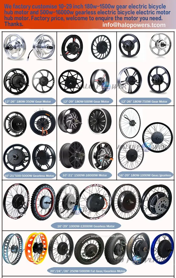 Kit Moteur Roue Avant/Arrière Pour Vélo Électrique VTT - 48V/72V, 1000W à 3000W