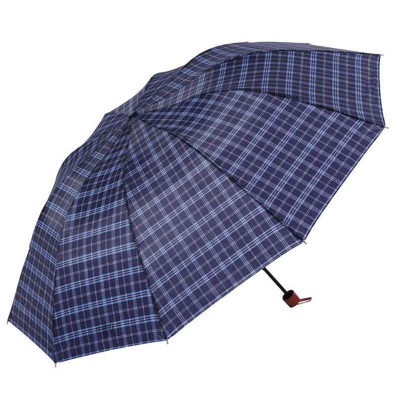 DD948  Large Cheap 7 10 Bone Foldable Rain Umbrella Portable Customized Wholesale Checked Parasol Business Plaid Umbrellas