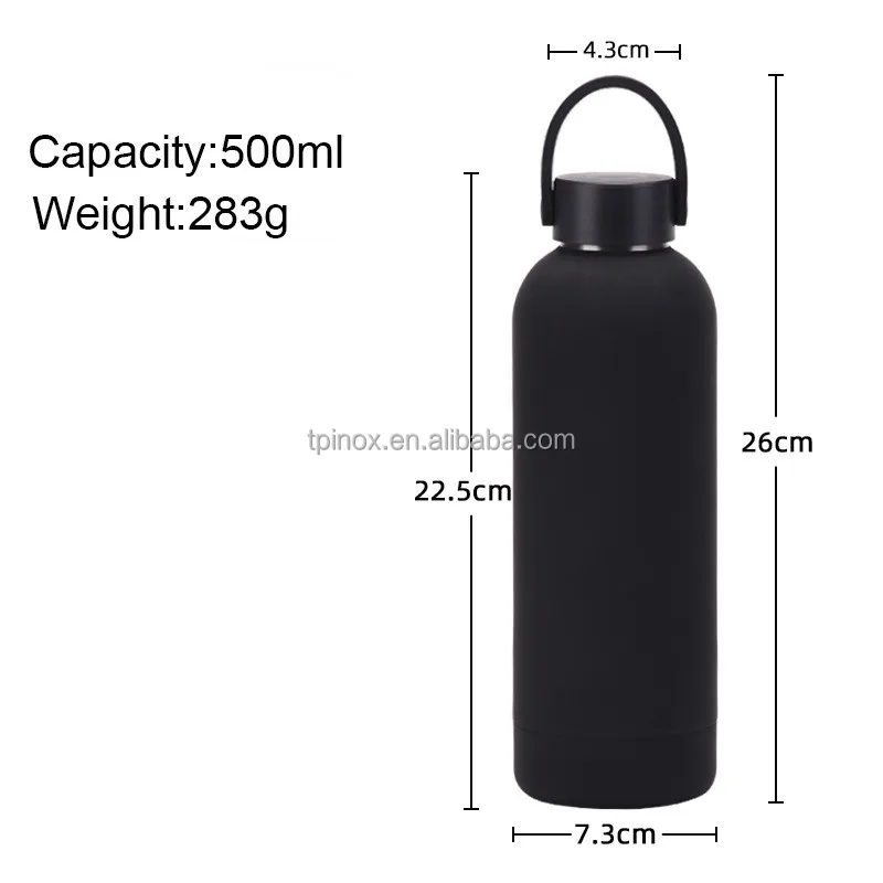 Thermos Vacuum Flask Insulated Water Bottle Matte Black 500ml