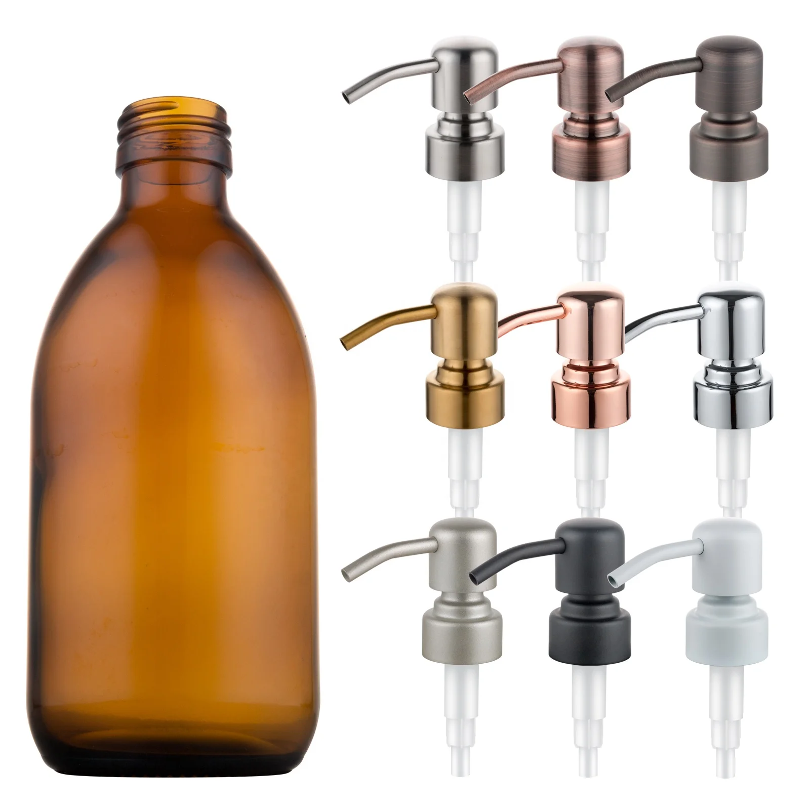 OEM Factory Accepts Frosted Clear Glass Soap Foam Pump Bottles Empty Cap and Bamboo Sealed Bottles with Pump Sprayer