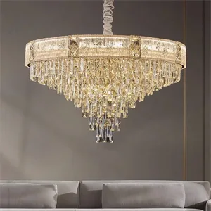 Art Atmosphere Luxury Crystal Lighting Salon Glass Crystal Chandelier Ceiling Led Pendant Light