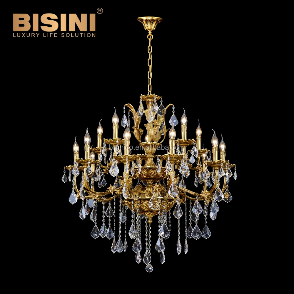 Quality Home Lighting Hanging Lamp Luxury Antique Super Large Classic Chandelier Italy Elegant Golden Brass Leafs Pendant Light