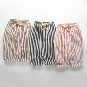Boys and Girls Casual Striped Trousers Spring and Summer Loose Harem Pants with Lace-up Crawler Comfortable Clothes for Kids