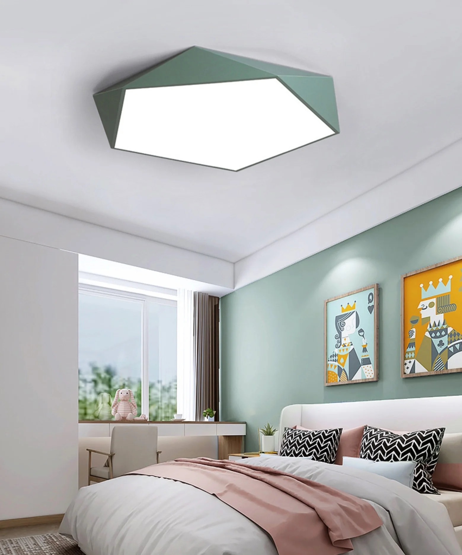 Children Room Lamp Ceiling Lamp Led Modern Room Bedroom Multiple Colour  Cartoon Minimalist Boy Girl Iron Luces Led Personality /, image size:1559x1871