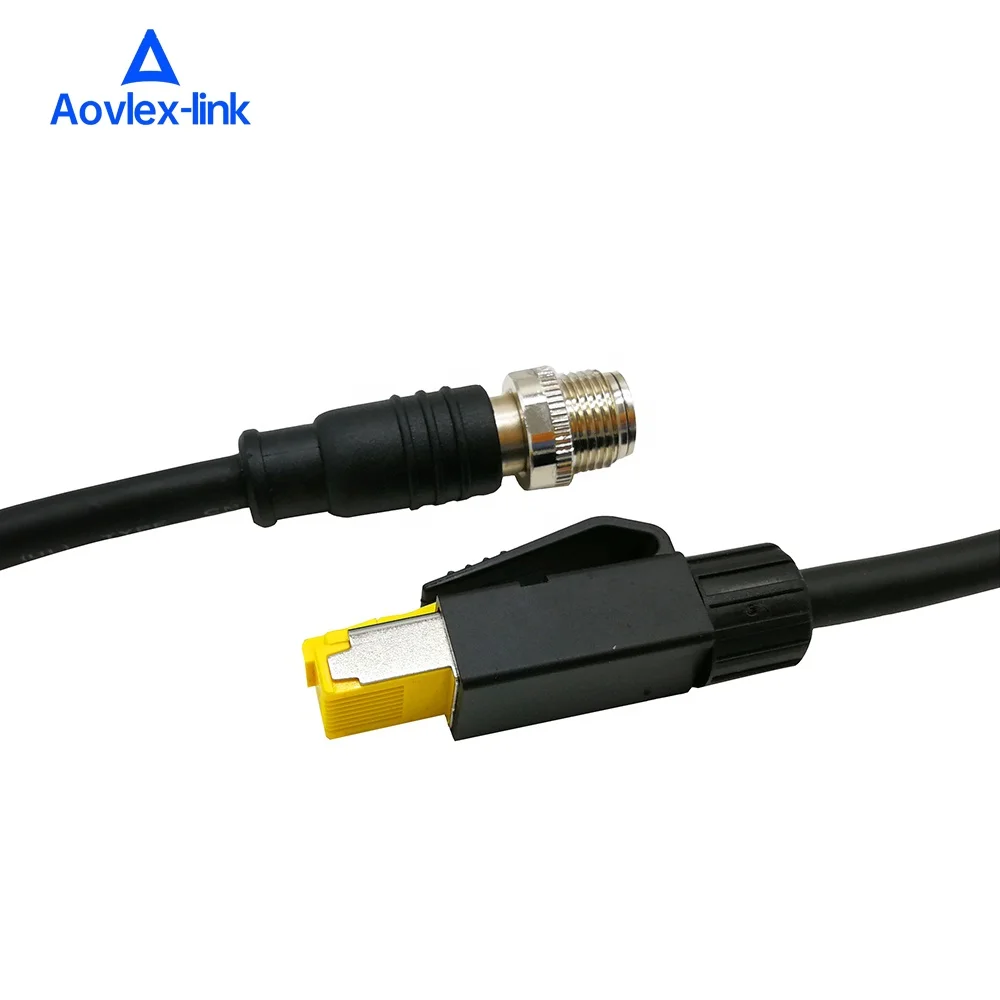 M12 X-code 8pin штекер к RJ45 Штекерный кабель промышленный разъем CAT6 ethernet-кабель цепь