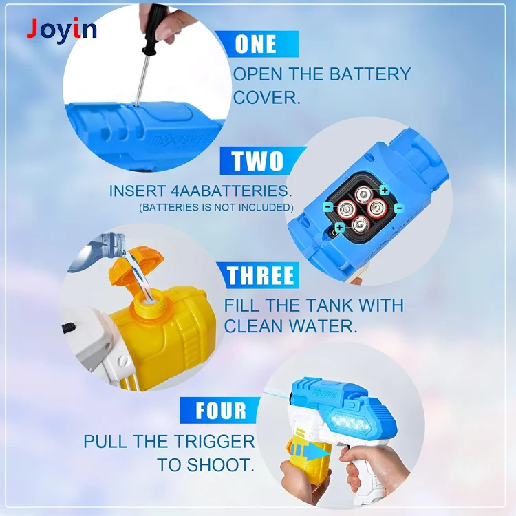 300ml LED Light up Electric Space Blaster Water Gun Toy for Kids Outdoor Pool Backyard Beach Party Galaxy Adventure Play