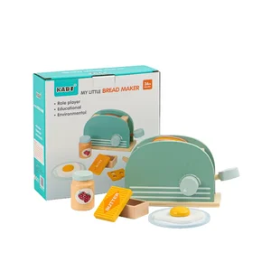 Professional Design Children's Wooden Green Toaster Juguetes Kitchen Bread Baken Puzzle Pretend Toys for Kids Boys Girls CE