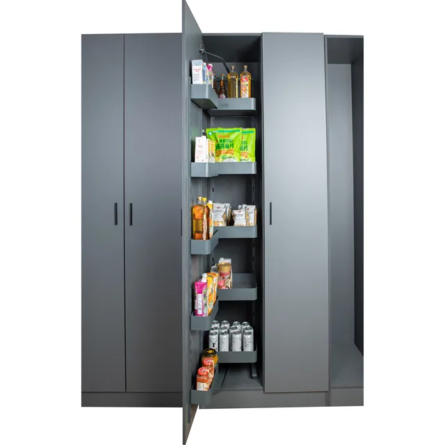 Modern High and Deep Linkage Sliding Cabinet Organizer Pull-Out Kitchen Storage Unit Kitchen Vertical Cabinet Organizer