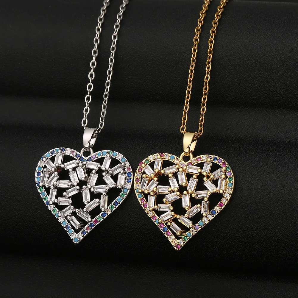 Luxury Real Gold Plated Shiny Cz Cubic Zirconia Heart Pendant Necklace Rainbow Crystal Heart Necklace For Women Party Buy Zirconia Heart Pendant Necklace Rainbow Crystal Heart Necklace Cz Cubic Zirconia Heart Necklace Product