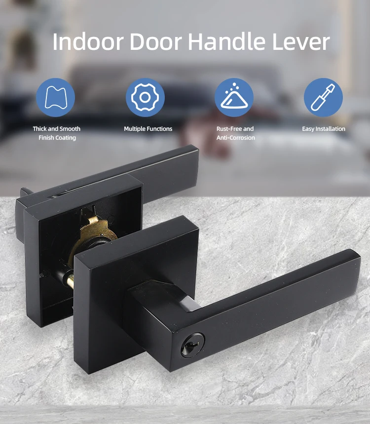 Matt Black Square Exterior Handle Lock Door Lock Price Lever Door