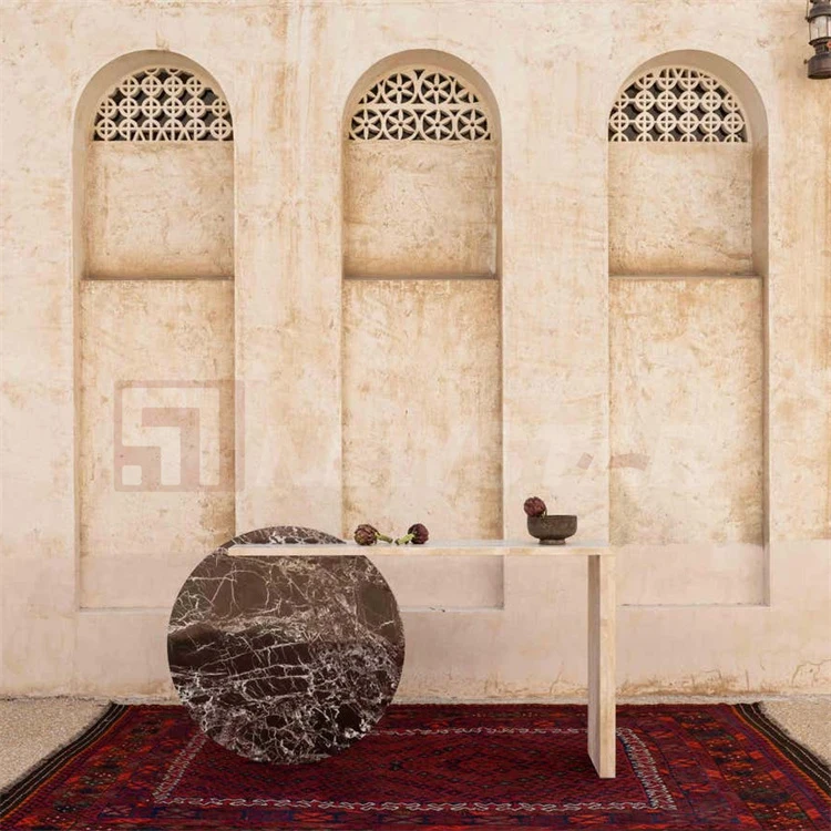 Italian Minimalist Travertine Hallway Console Table Custom Design Home Decoration Porch Table Natural Marble Console Table