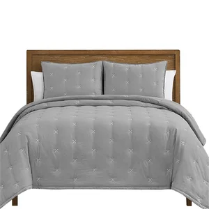 Exquisite Embroidery Bedding Quilt Luxury 100gsm Cotton Feel Microfibre Cover Lets Bed Spread for Summer