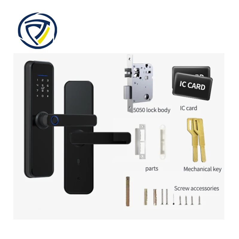 MILRE Fingerprint Lock Smart Card Digital Code Electronic Door Lock Home Security Mortise Lock Wire Drawing Panel
