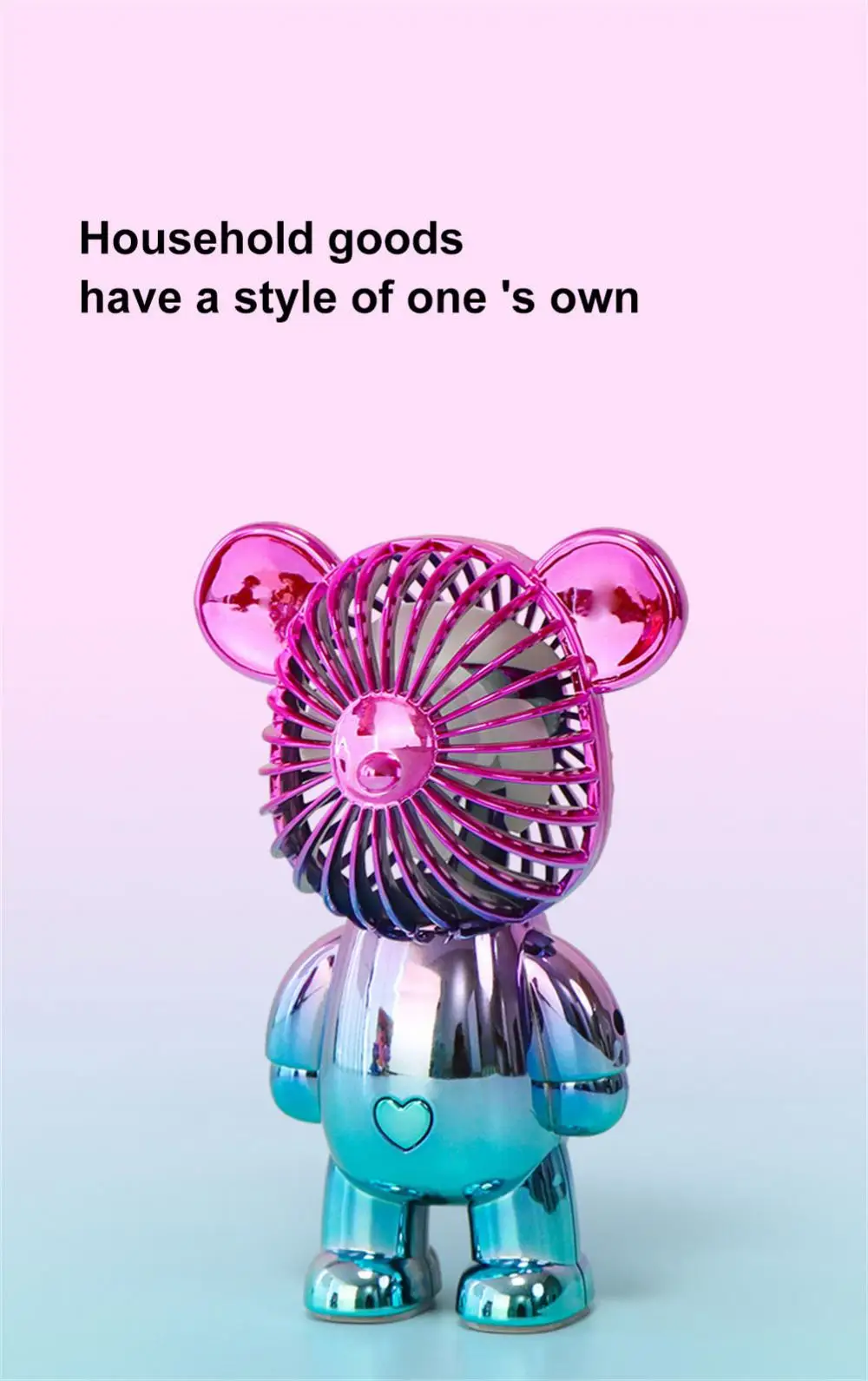 Handheld Portable Mini Bear Fan With Charger Desktop Outdoor Charging