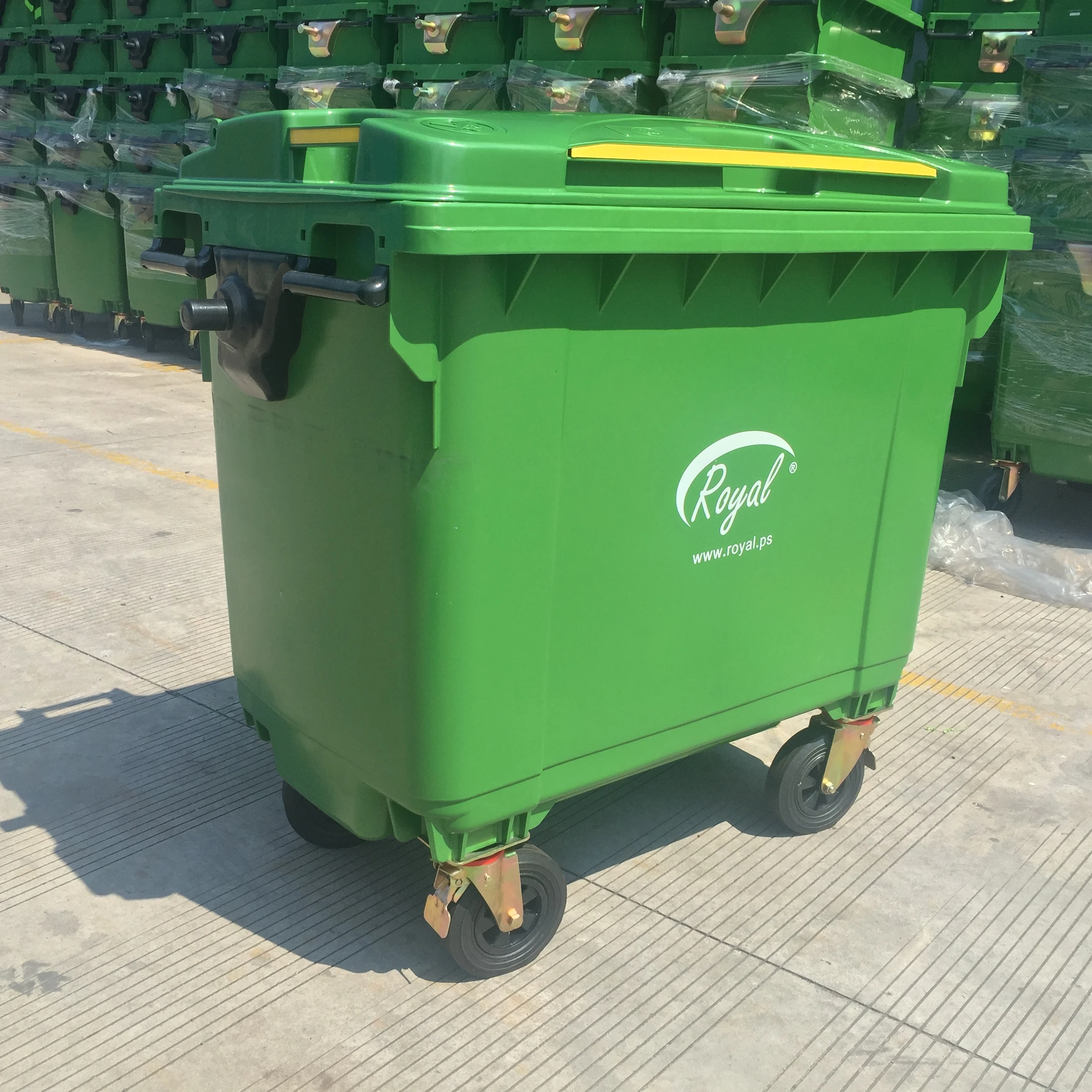 Large capacity 660 liter hdpe waste containment garbage bin with lid and pedal