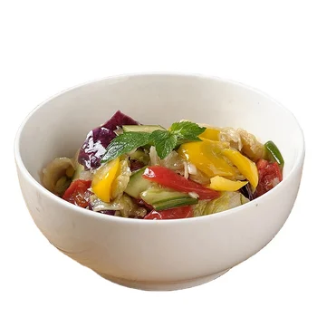 Factory Wholesale Soup and Noodle Serving 7 Inch Large Capacity White Melamine Salad Bowl
