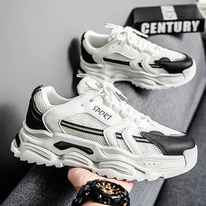 Mens Thick Soled Height Increasing Sports Running Shoes Mesh Breathable Surface Anti Slip and Wear-resistant Sports Shoes