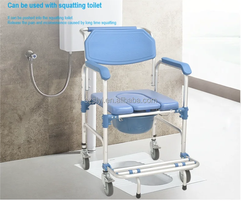 Elderly Toilet Chair Home Nursing Commode Mobile Bathroom Chair For ...
