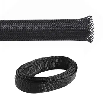 ZH PET Expandable Braided Sleeving Wrap Cable Management Black Braided Cable Sleeve automotive industrial wiring Protect