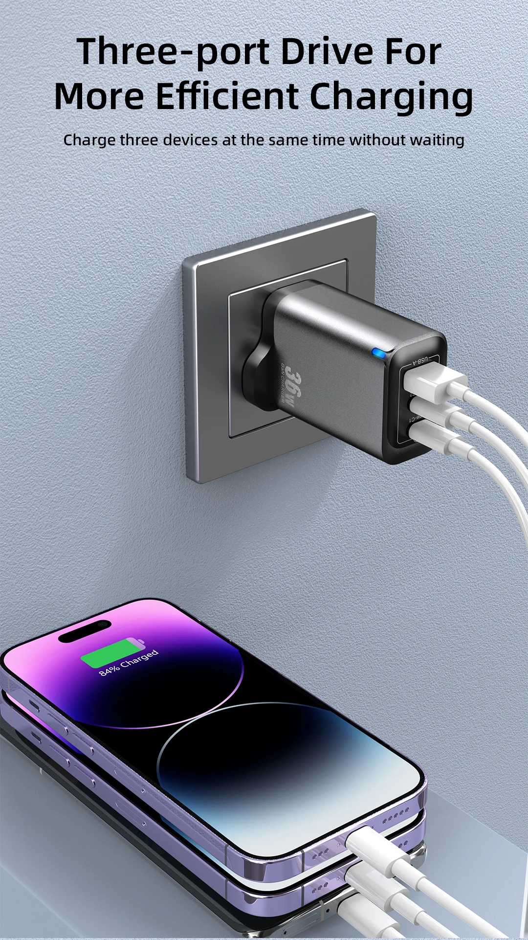 2026 Hot Electric Fast Charger Adapter 36W GaN QC3.0 USB-A Type-C PD US/EU/AU Plug Mobile Phone Earphone Travel Wall Charger H3708fbfa81524df384118dd5e38ab517x