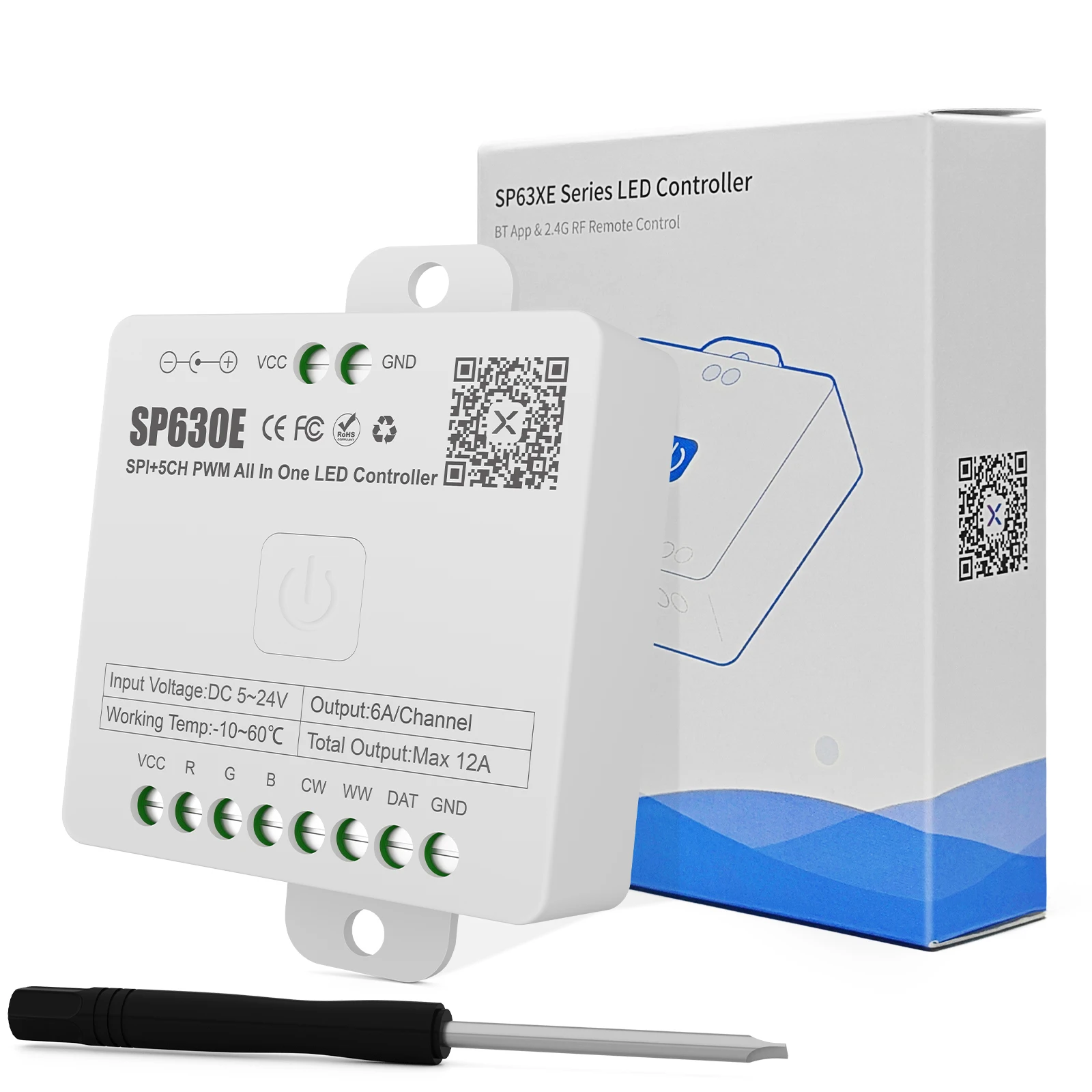 SP630E All in One LED 5CH PWM SPI Controller Music Sync 5V-24V