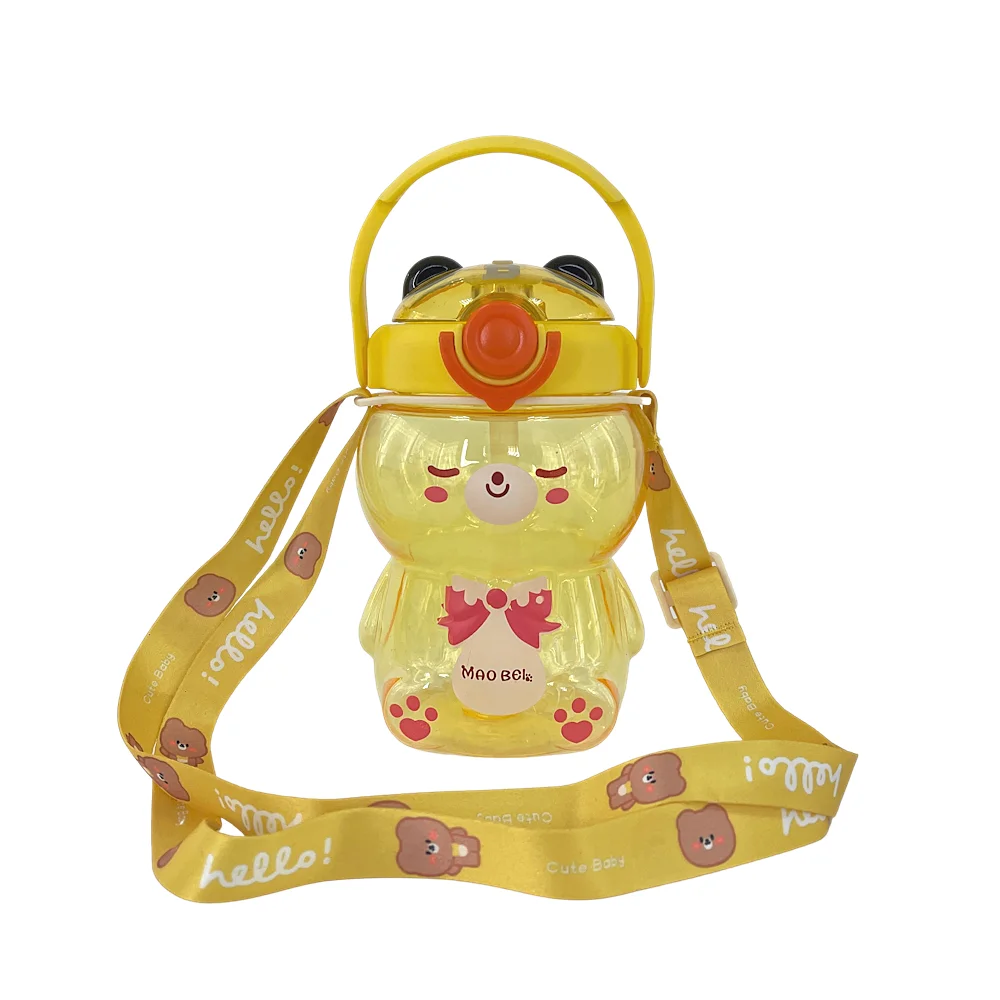 New Trending 800ml Kawaii Portable Cute Animal Cartoon Water Bottle Kids Clear Plastic Cat