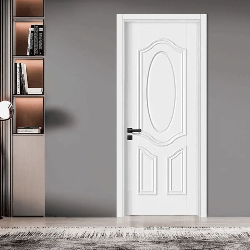 White primered moulded wooden doors for houses interior room cheap price prehung for office for wooden door for toilet bathroom