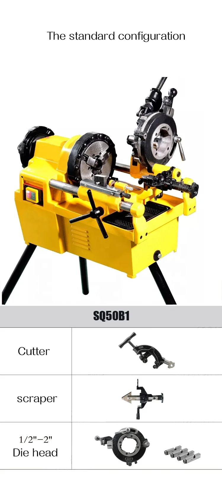 Выдающееся качество 1500 Вт портативная электрическая Резьбовая машина из нержавеющей стали для изготовления внешней резьбы