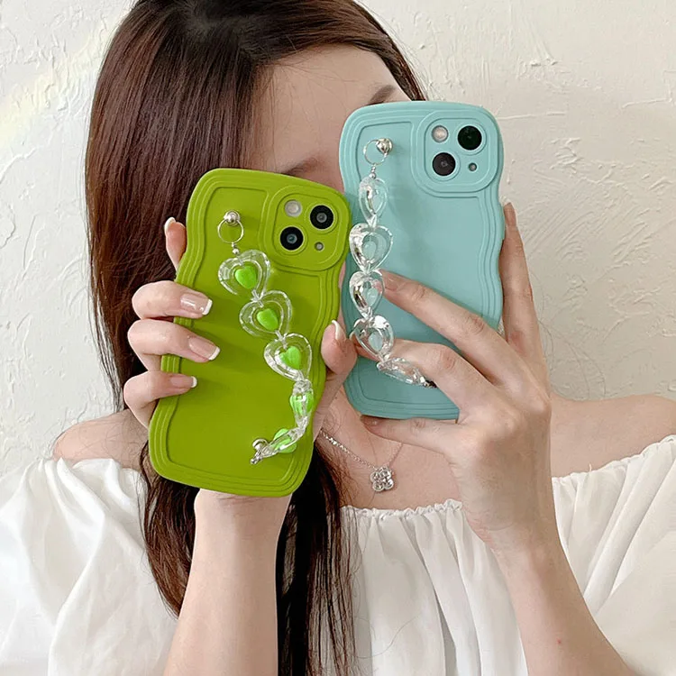 Girls Mobile Covers Heart Bracelet Phone Case for Iphone 14 With Strap  Women Cellphone Cases for Iphone 11 12 13 14 Pro 15 Pro