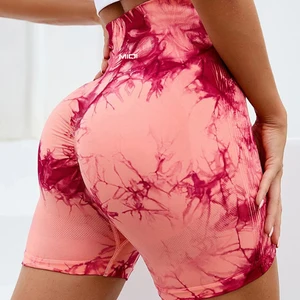 Wholesales Tie Dyeing Gym Workout Shorts Seamless Butt Lifting Yoga Shorts for Women