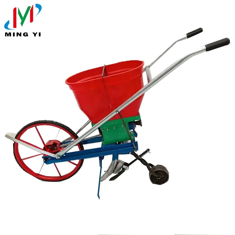 Hand Pushed Corn Bean Planter with Fertilizer Maize Soybean Sorghum Wheat Seeder Manual Seed Planter