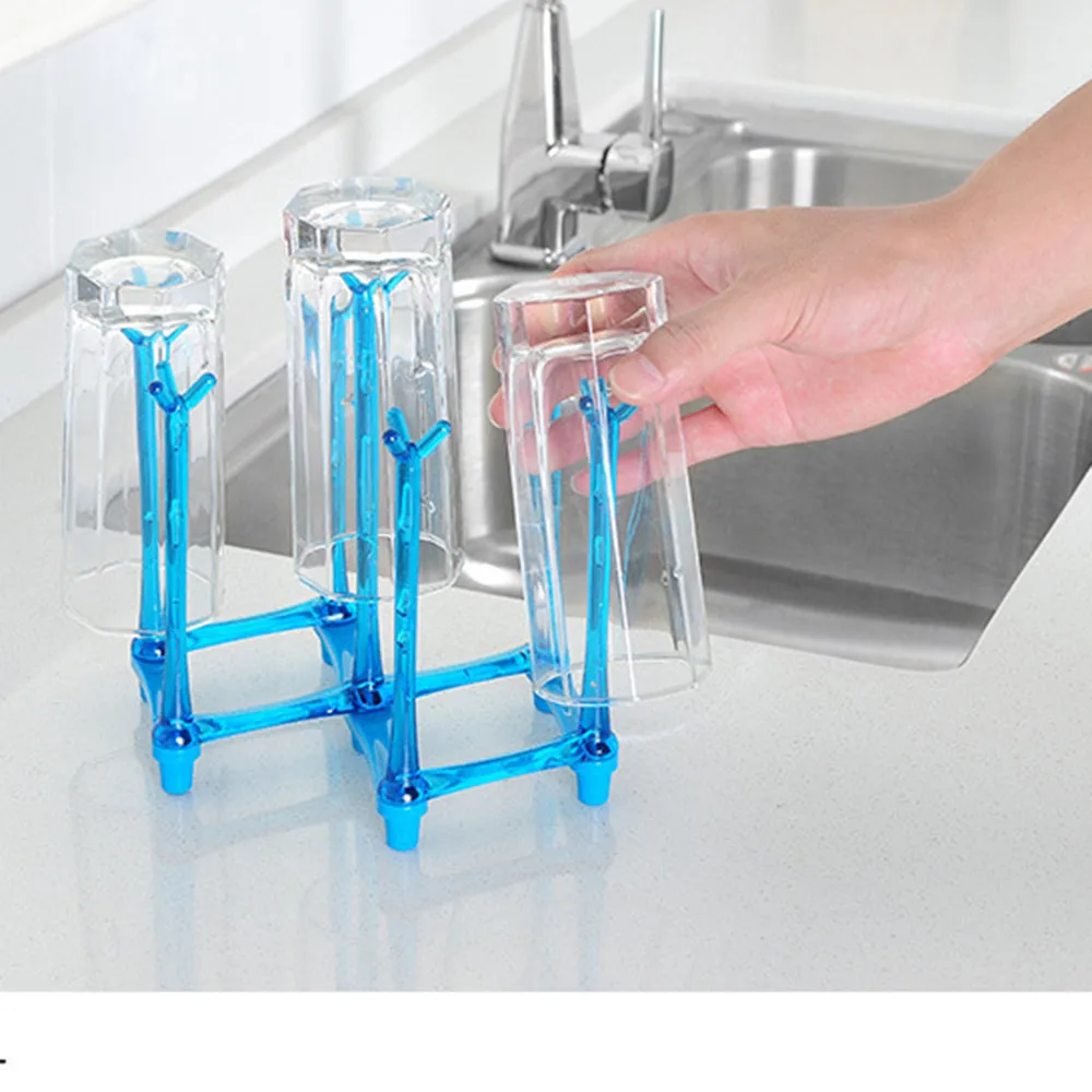 Cross Border Creative Stretch Type Plastic Folding Inverted Hanging Cup Drain Holder Wall Mounted High Quality European Rack