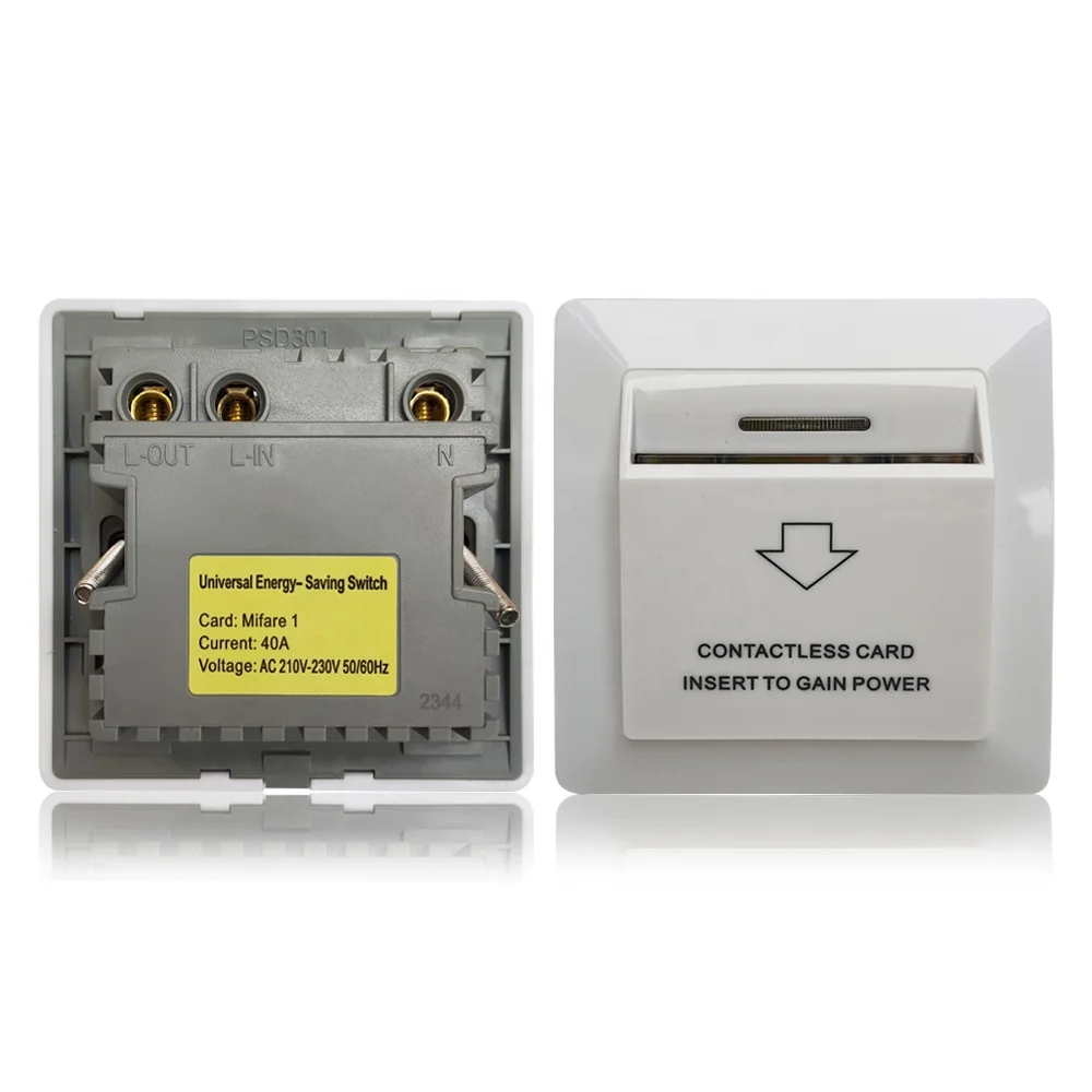Smart Hotel Mifare Key Card 220V Power Switch 40A Universal Apartment M1 Energy Saving Switch Hotel Power Switch